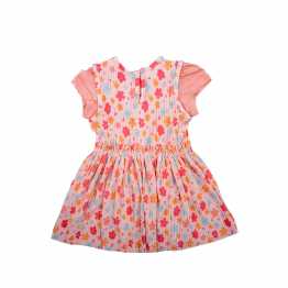 "Girl's Summer Frock Gather Soft Pleated  Fabric 2 Pcs Set Light Pink"